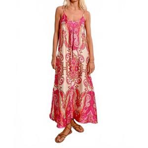 NEW MOLLY BRACKEN long satin dress with straps in pink